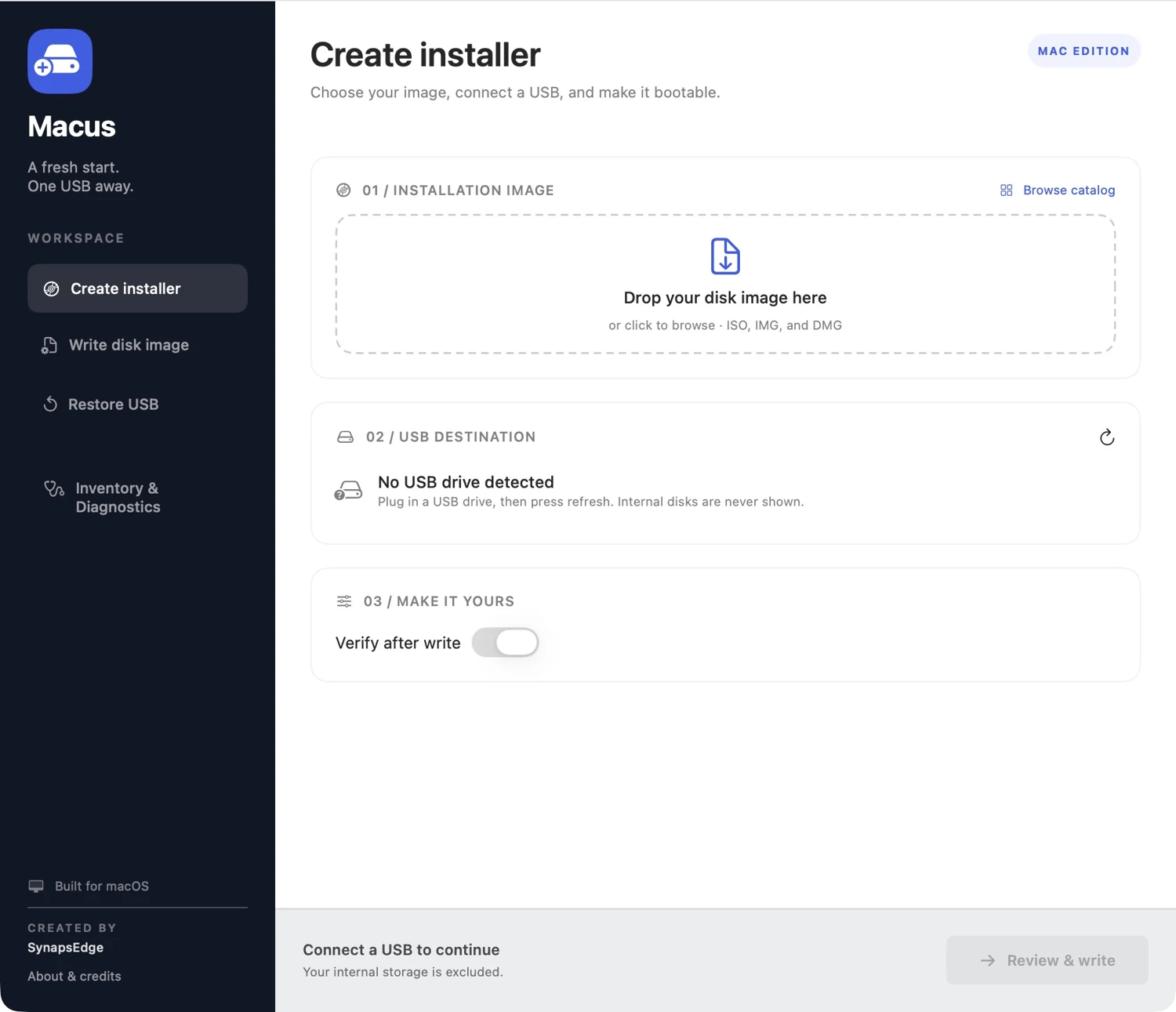 MACUS app screenshot